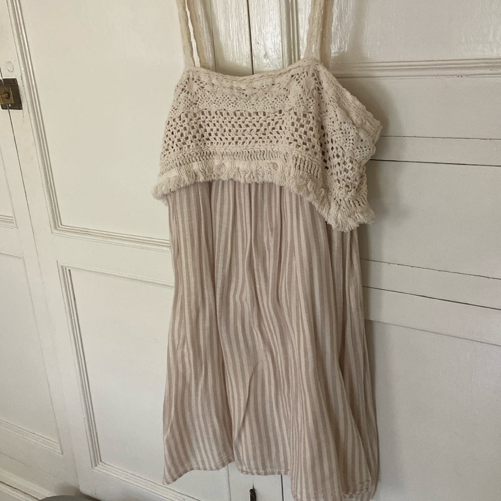 beige / cream mini sun dress, lace straps